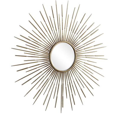Inspired By Mid-century Designs, This Starburst Mirror Is Finished In An Antiqued Gold Leaf And Features A 1" Bevel.