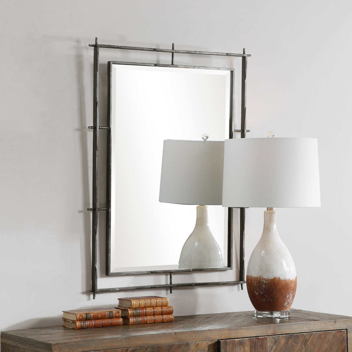 A Nod To Traditional Industrial Style, This Mirror Features A Handcrafted Solid Iron Frame Finished In A Noticeably Distre...