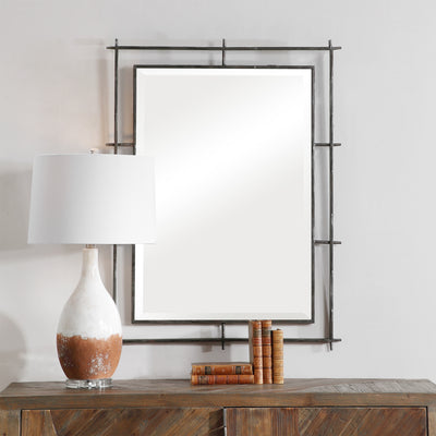 A Nod To Traditional Industrial Style, This Mirror Features A Handcrafted Solid Iron Frame Finished In A Noticeably Distre...