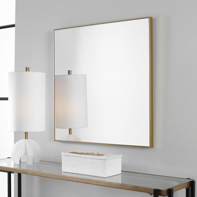 Sleek And Sophisticated, This Square Mirror Features A Clean And Simple Frame Finished In Brushed Gold. Perfect For Groupi...