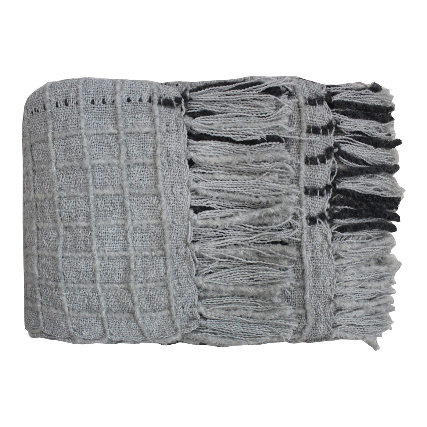The Felicity Throw will have you wishing it could be cozy fall weather all year round. It features a charcoal gray waffle ...