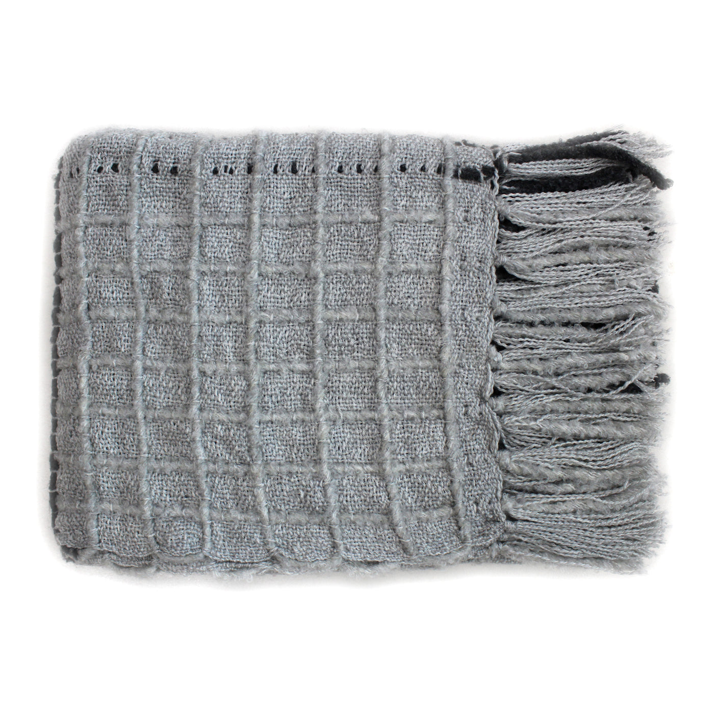 The Felicity Throw will have you wishing it could be cozy fall weather all year round. It features a charcoal gray waffle ...