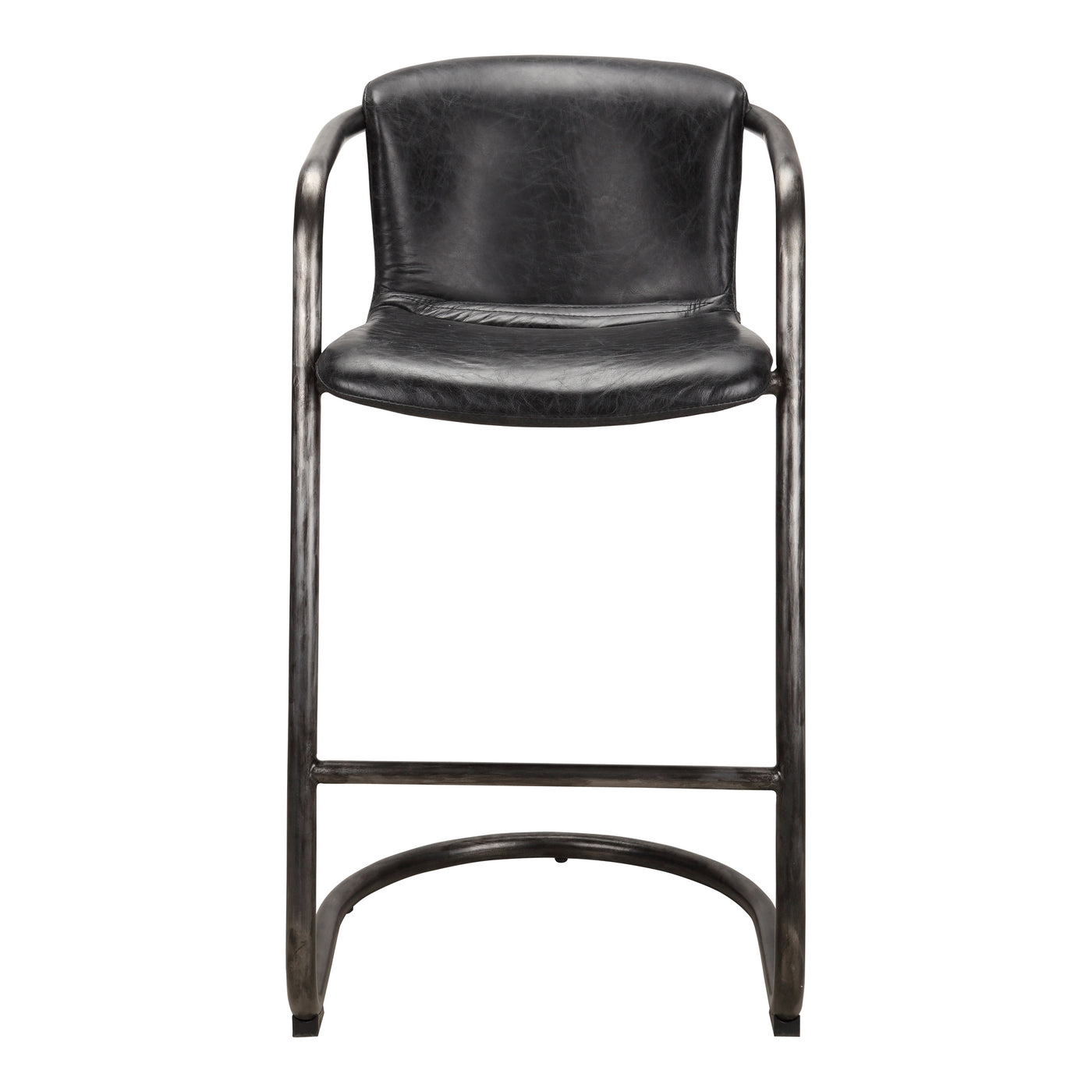 With thoughtful design, the Freeman barstool showcases a top-grain cowhide leather that will age beautifully. Its modern-i...