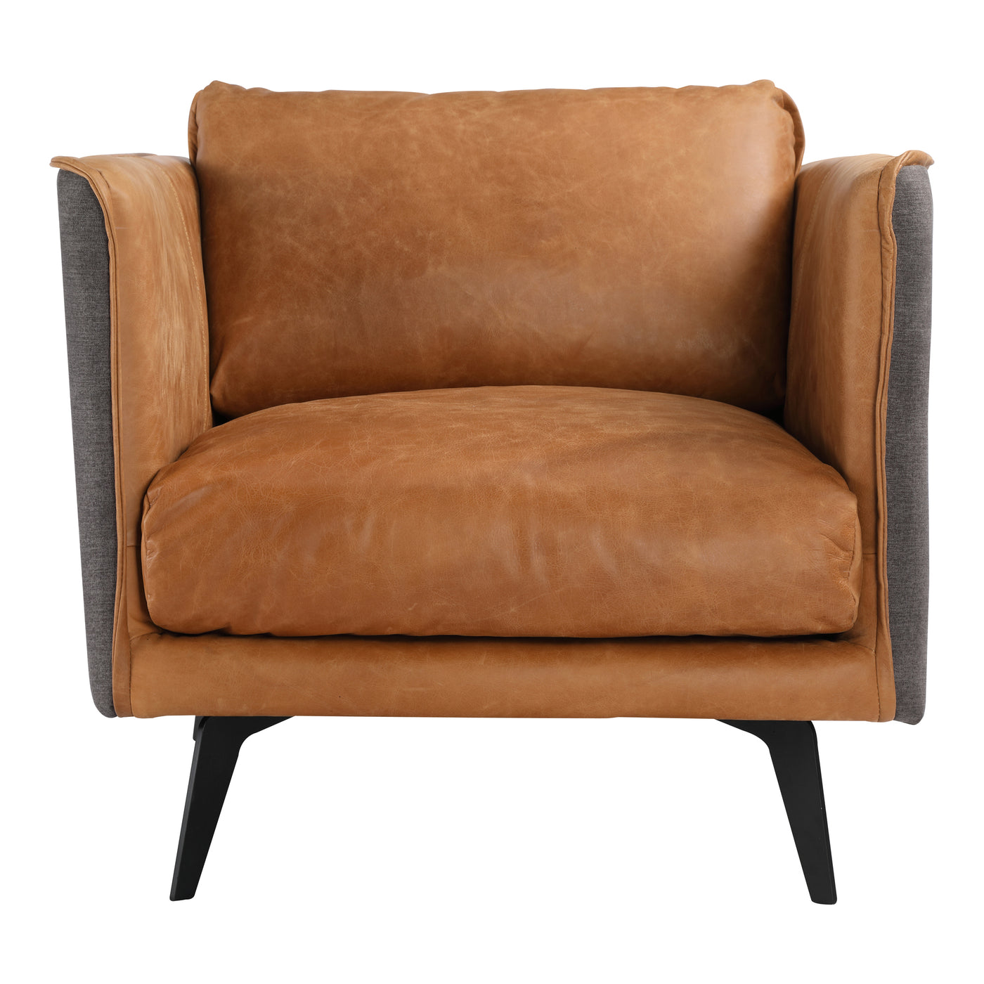 The Messina is a cozy lounge chair that your guests will want to sit in for hours. Short iron legs boast mid-century desig...