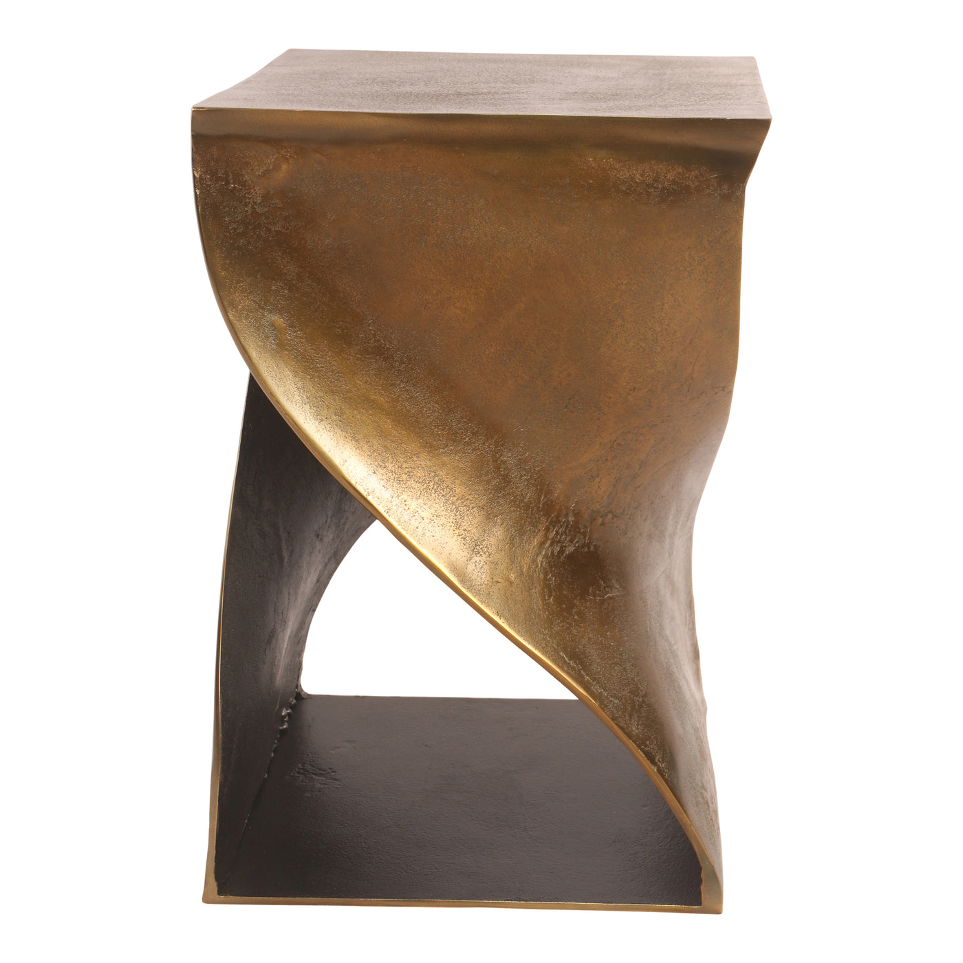 This twisted, two-tone accent table is cast in aluminum with a black, antique brass finish. Ideal as a stylish accent tabl...