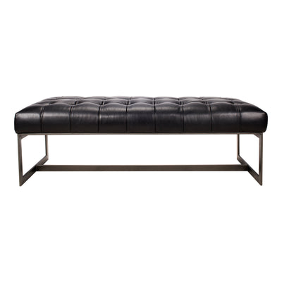 The Wyatt Bench is a good balance between industrial and glam aesthetic. The tufted, top-grain buffalo leather brings opul...
