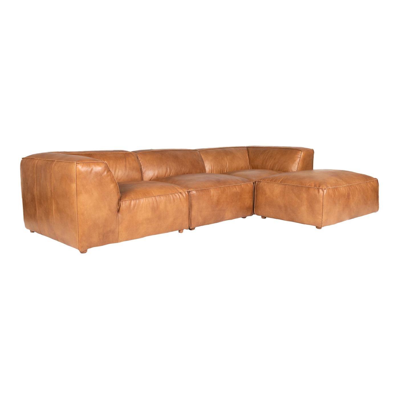 Ever so soft top-grain buffalo leather invites you to melt into the compact, stylish Luxe lounge sectional sofa. Its inten...