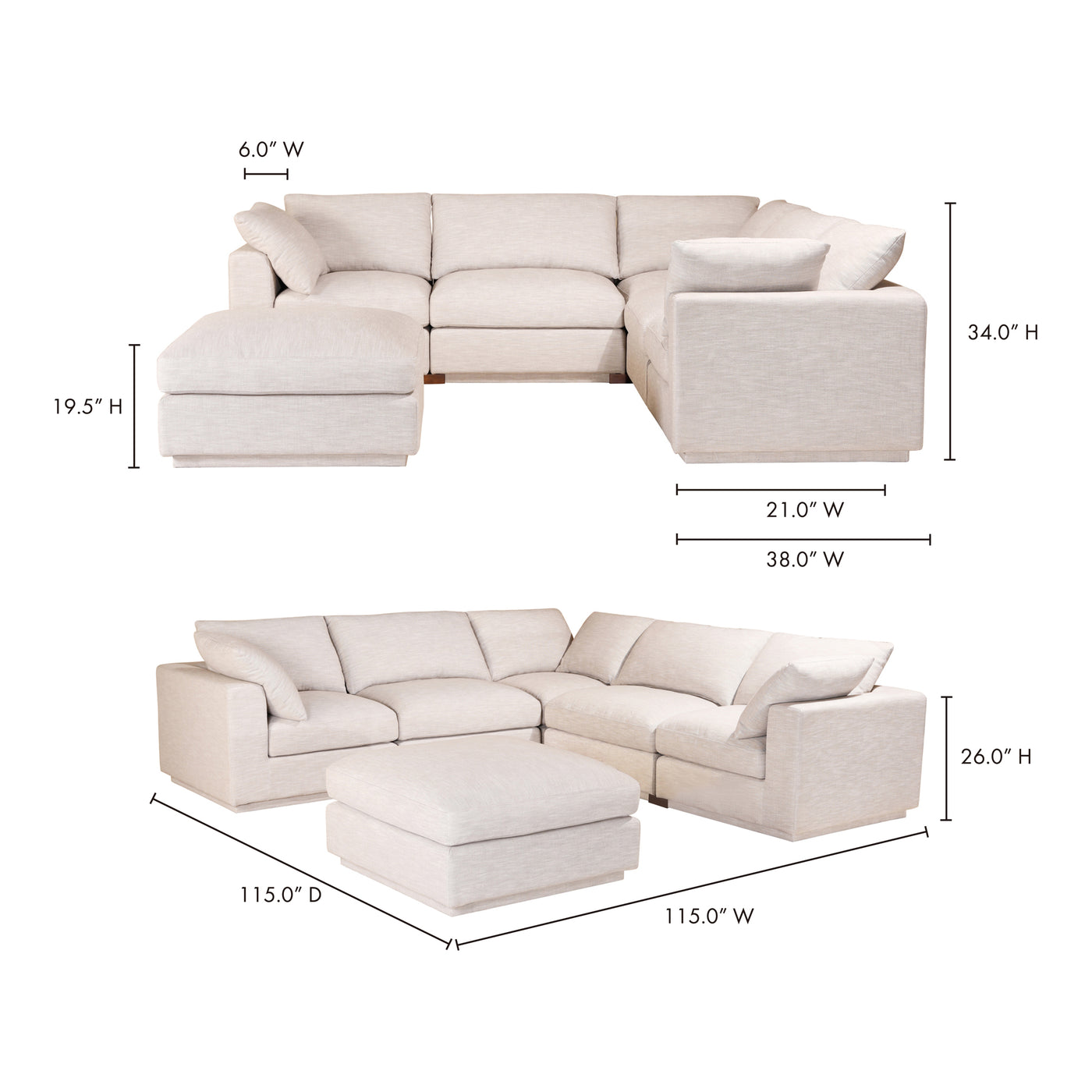 The Justin modular sectional is the ultimate seating area. It showcases two large chaises in its contemporary modern desig...