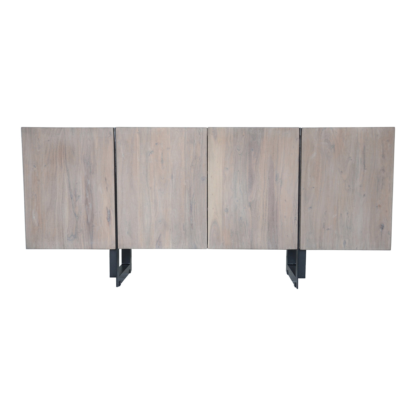 A contemporary, industrial sideboard with a pale-grey finish. Tons of storage to help keep your dining or living room neat...