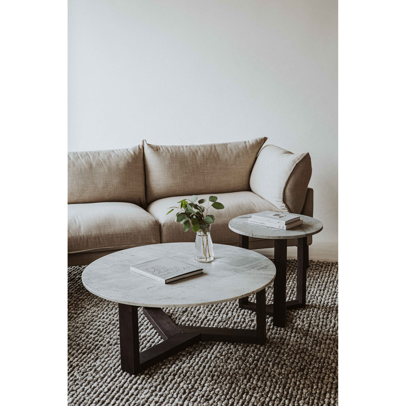 Scandinavian styling, a softly blocked silhouette, and neutral tone in a linen-blend textile, the Jamara left-facing secti...