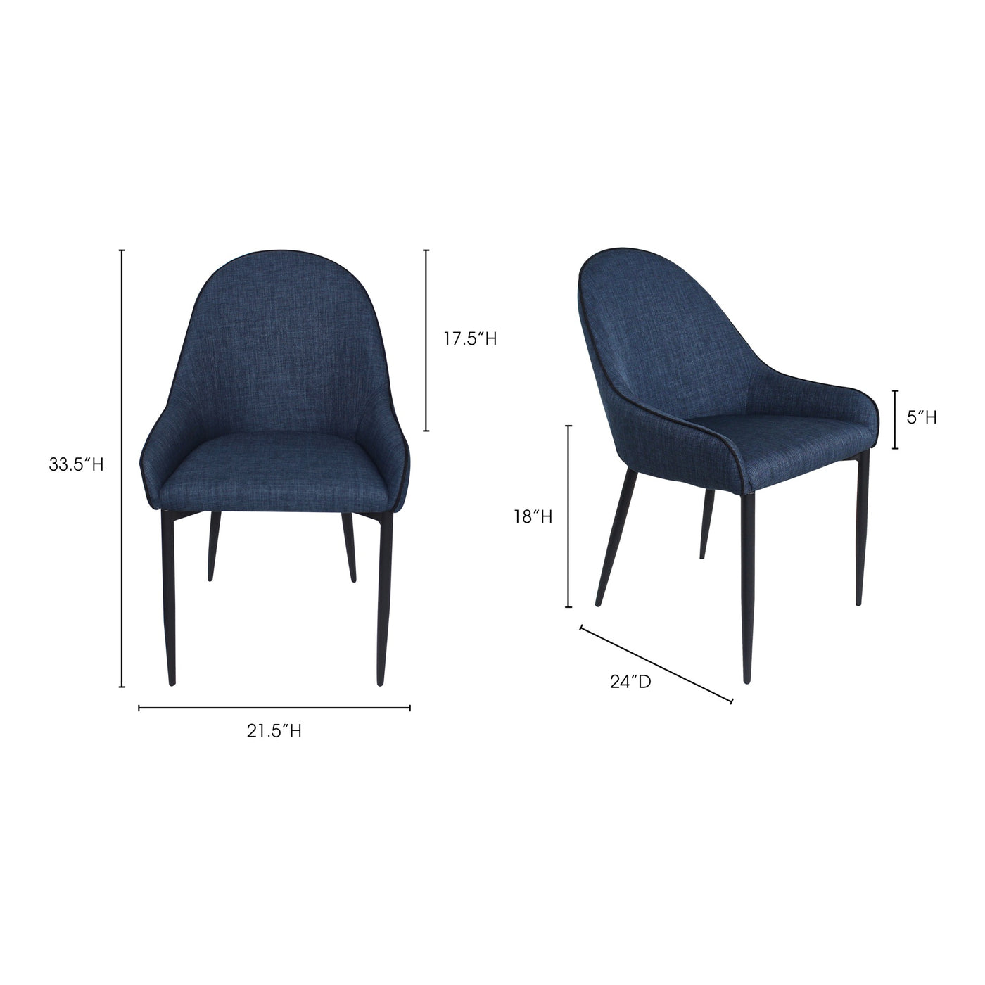 Lapis is a stylish dining chair with a form-fitted upholstery and low arms. The black metal legs provide a classic black-a...