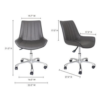 With a large open seat and lipped edges, the Mack Office Chair makes your workday a little more relaxing. Grey faux leathe...