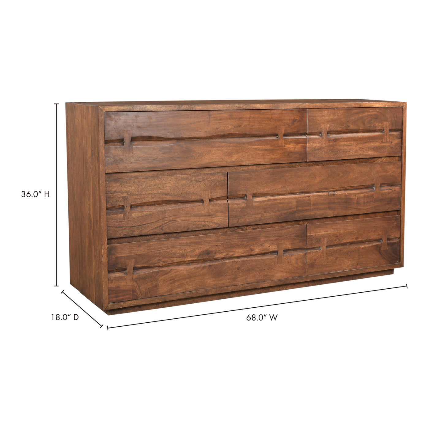 The Madagascar dresser features solid acacia wood construction, mixed with a warm brown finish that highlights its natural...