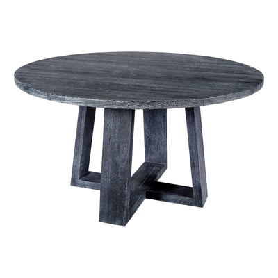 Deliciously dark in a sandblasted black finish, the Tanya round dining table is made of solid acacia wood with an organica...