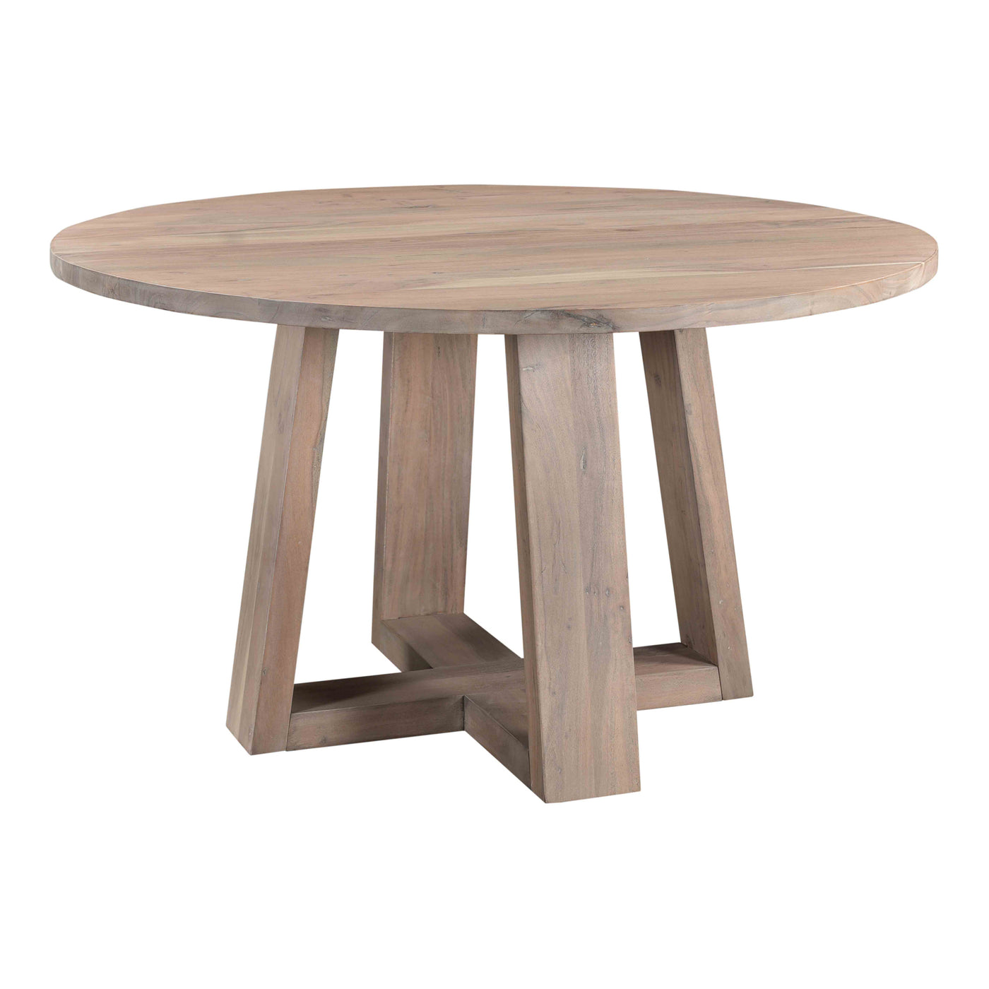 Sweetly bright in a Scandinavian whitewashed finish, the Tanya round dining table is made of solid acacia wood with an org...