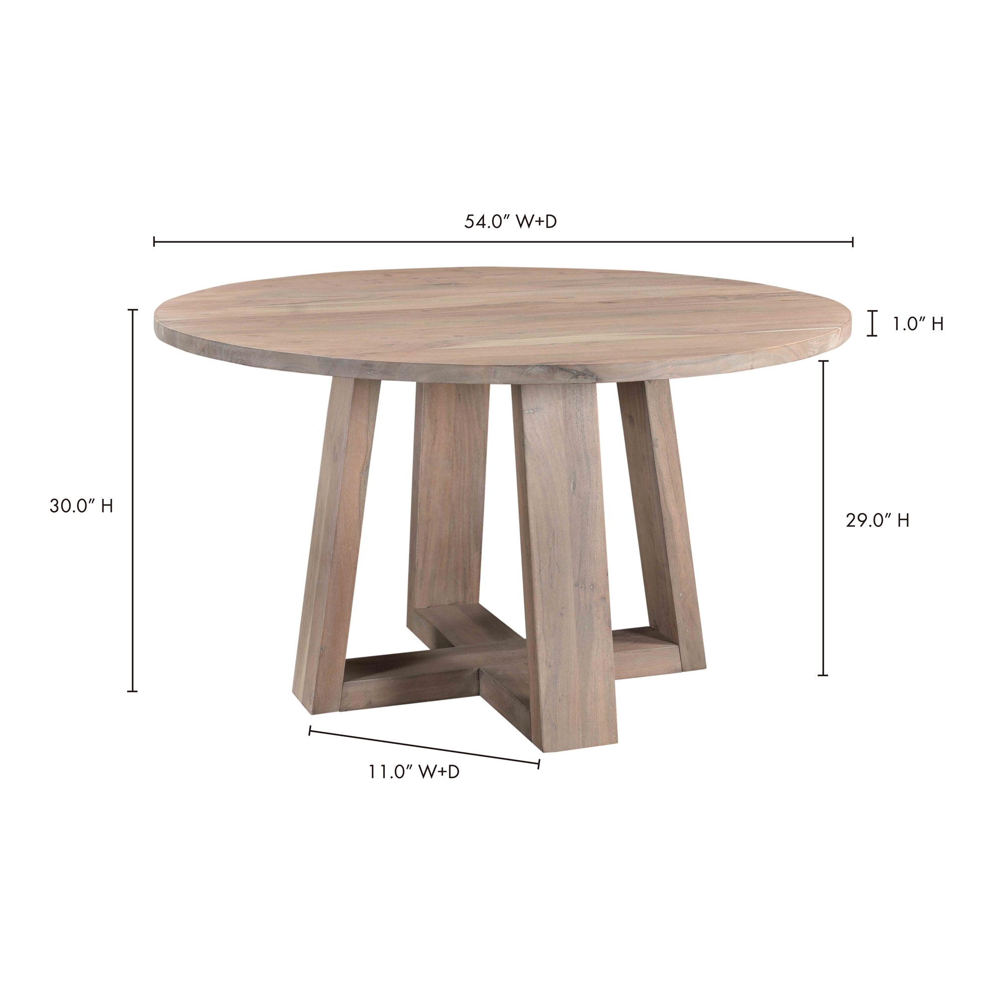Sweetly bright in a Scandinavian whitewashed finish, the Tanya round dining table is made of solid acacia wood with an org...