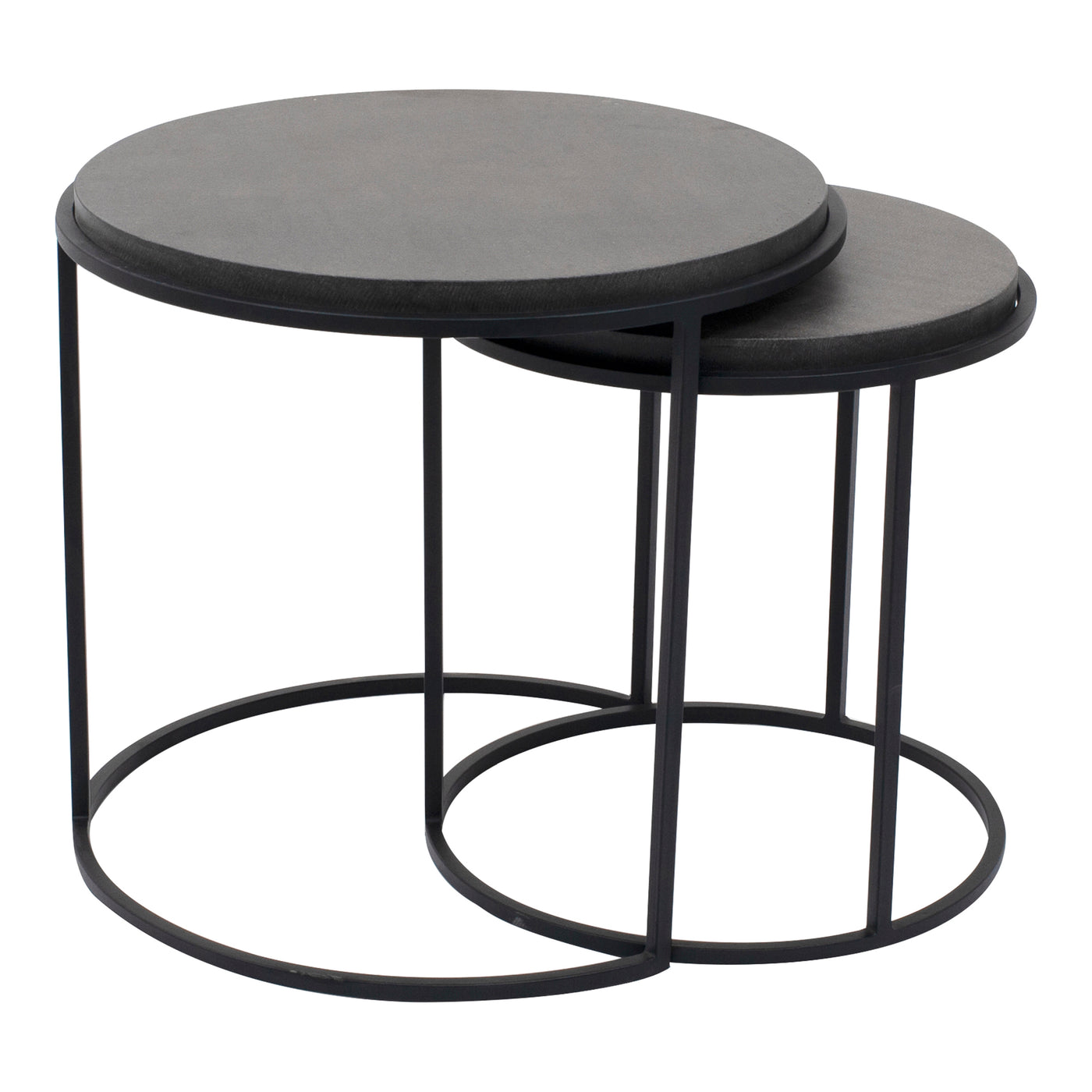 With a lava stone tabletop and iron base, the Roost nesting tables bring a contemporary modern edge to your space. Nesting...