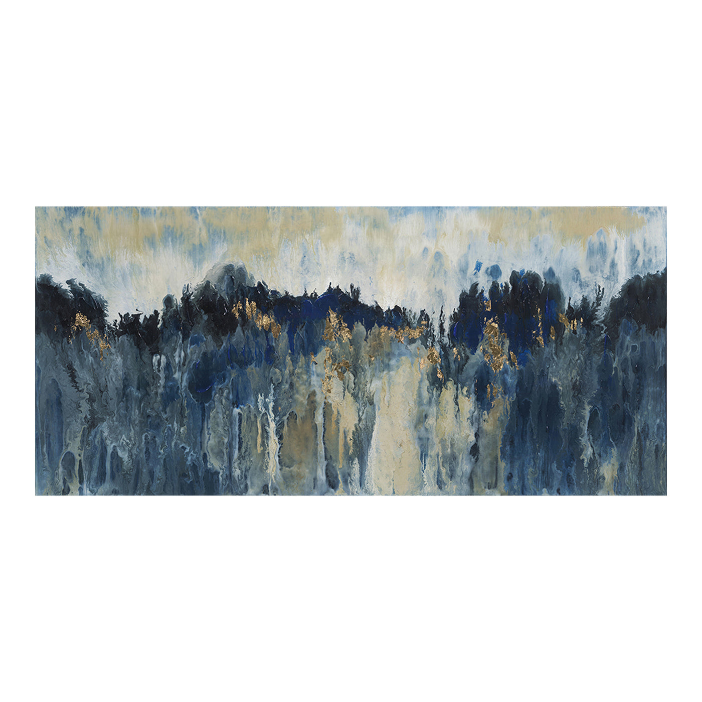 The quietness of the hills come across in this abstract, Mountain Sound wall decor. The tones of deep blue are highlighted...