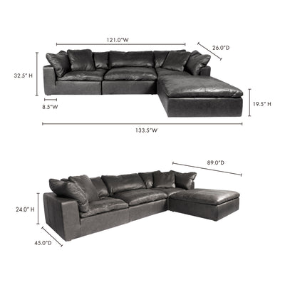 Our Clay Lounge Modular Sectional is upholstered with a soft, smooth, top-grain nubuck leather. Its cushions are filled ge...