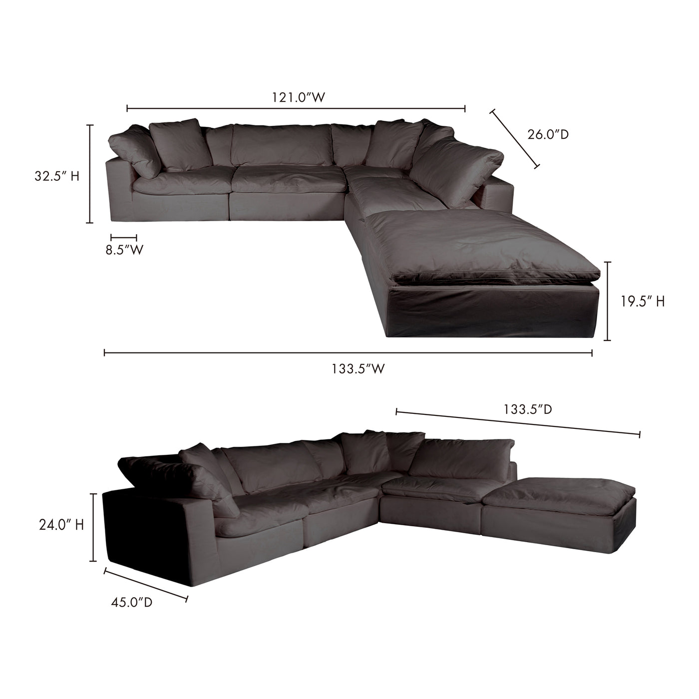 A sectional that's ready for all the messes involved in running a busy household. The Clay modular sectional is upholstere...