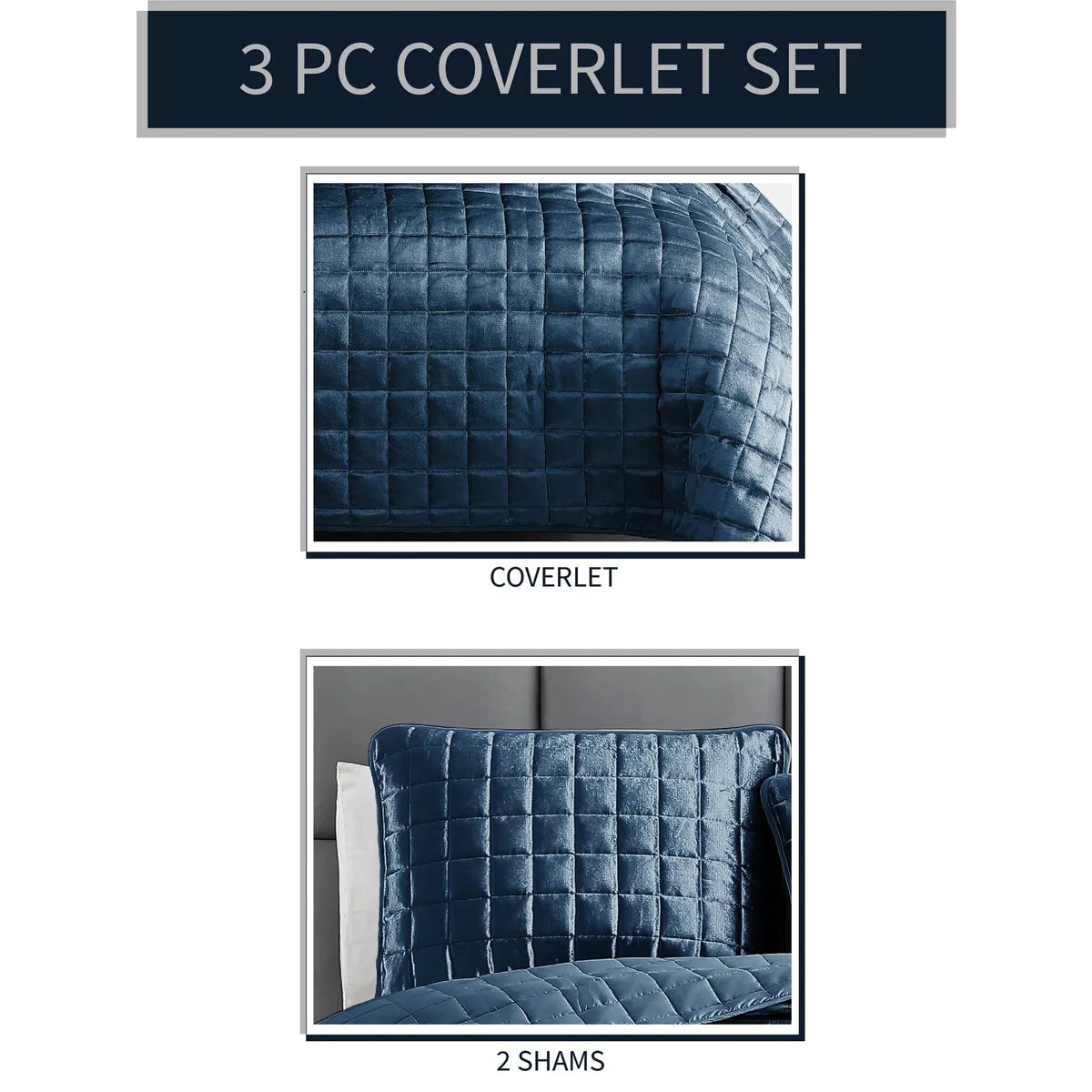 Luxe Cobalt Blue Velvet Coverlet