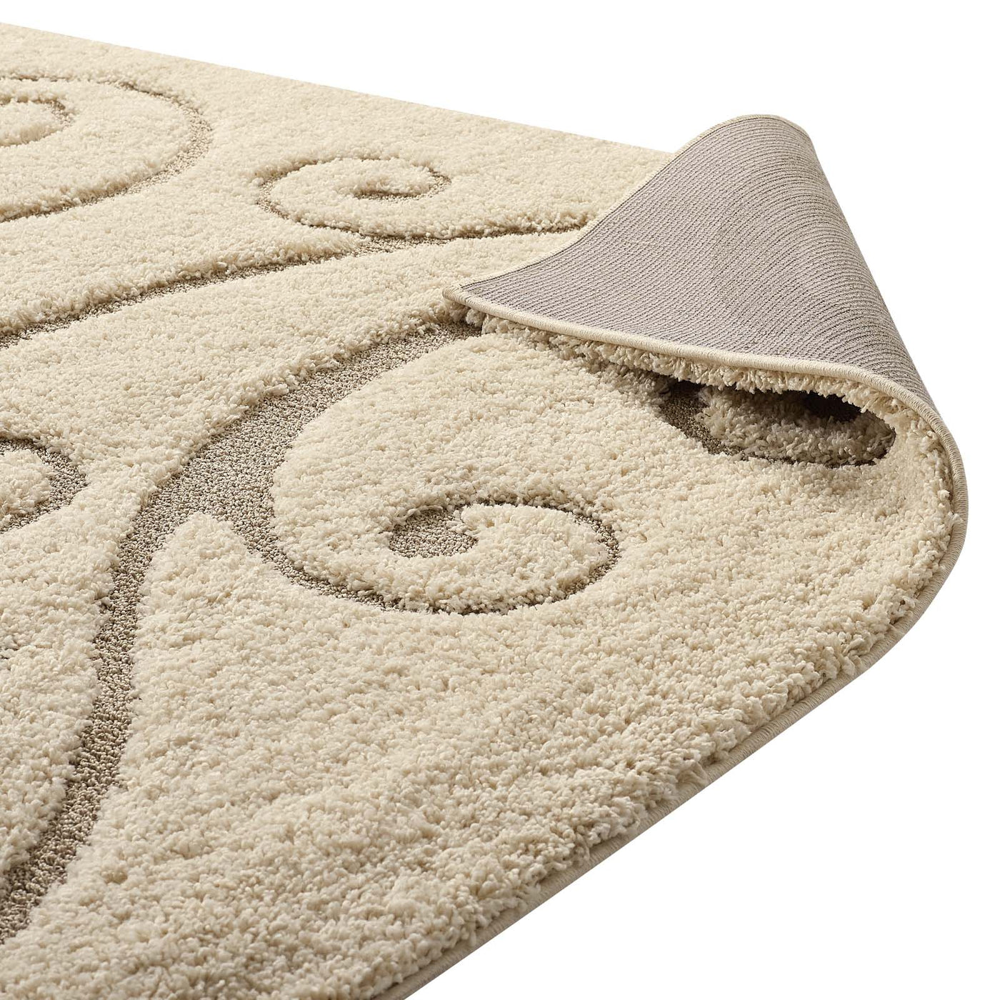 Jubilant Sprout Scrolling Vine Shag Area Rug