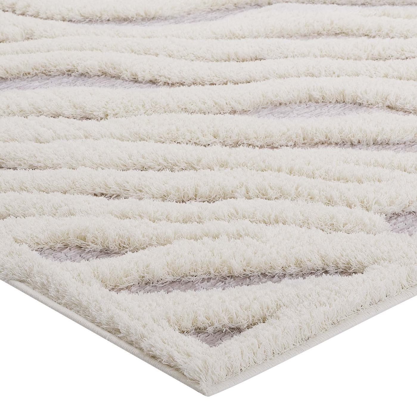 Whimsical Current Abstract Wavy Striped Shag Area Rug